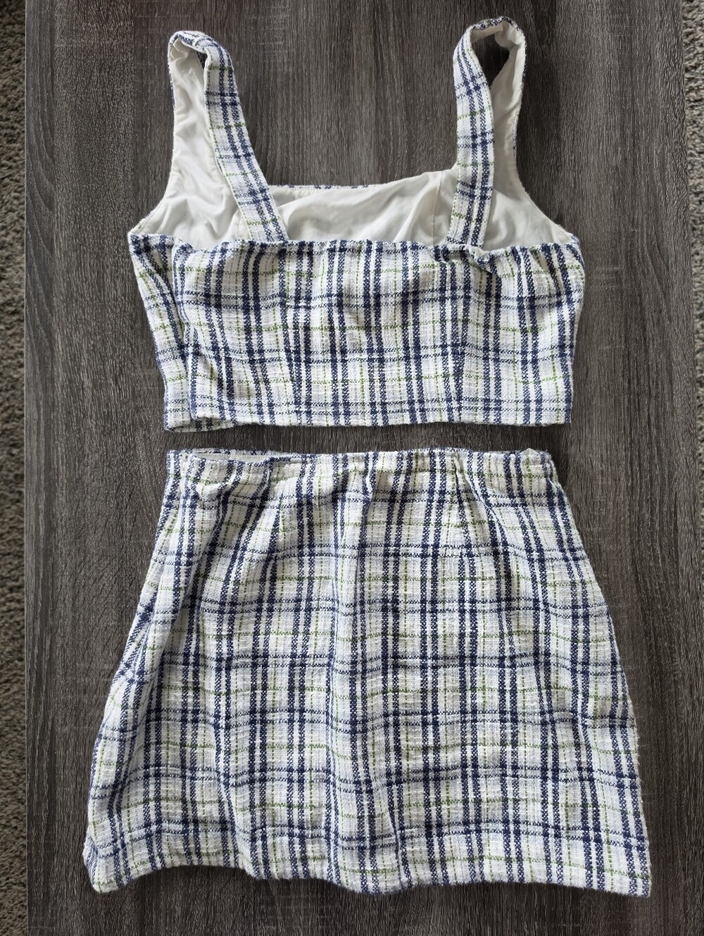 Abercrombie & Fitch Tweed Crop Top & Mini Skirt Matching Set - Picture 2 of 6